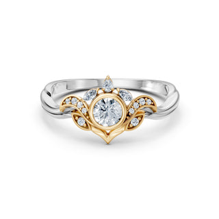 Solene engagement ring in two-tone gold with a lab-grown diamond centre stone