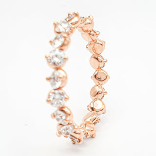 Eternity Ring 1.87 Carat Round Brilliant – Lab Grown Diamonds – 2.13 Gram 14K Rose Gold – 20 Side Stones