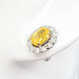 Oval Brilliant Cut 3.00 Carat Lab-Grown Diamonds Fancy Vivid Yellow Earrings | IGI Certified | 3.05 Gram 14K White and Yellow Gold End Date: 08/03/2026