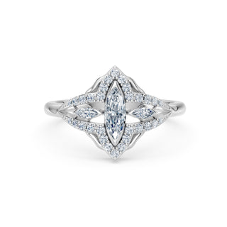 Estelle ring in white gold, close-up of the marquise centre stone