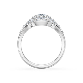 Isolde engagement ring in 14K white gold with a bezel-set lab-grown diamond on a domed pavé shield