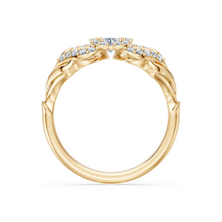 Laurel engagement ring in 14K yellow gold with a lab-grown diamond in a leaf-and-vine setting