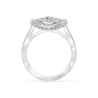Ondine engagement ring in 14K white gold with a lab-grown diamond inside concentric pavé halos