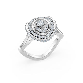Ondine ring in white gold, angled view showing the rippling concentric halos