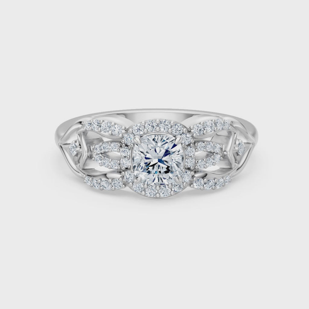 Seraphine engagement ring in white gold, rotating view
