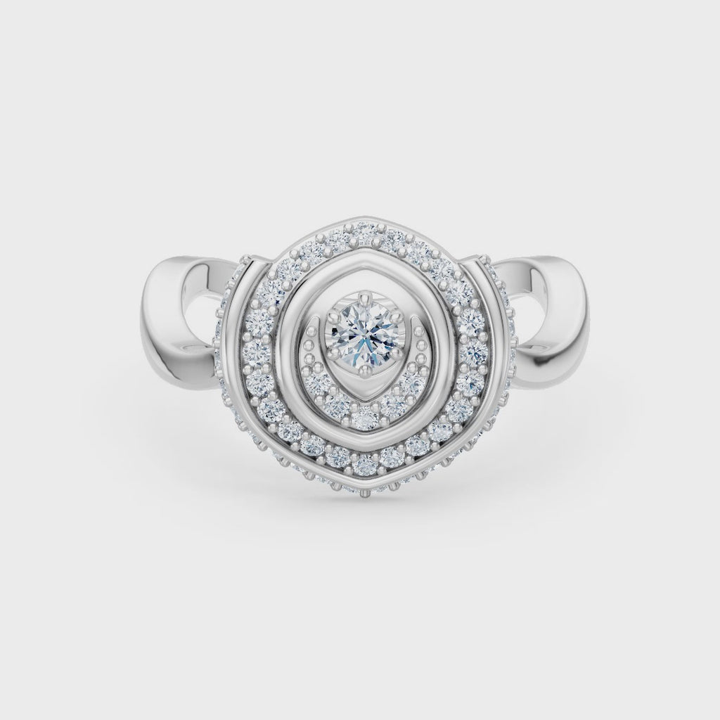 Ondine engagement ring in white gold, rotating view