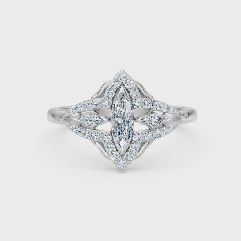 Estelle engagement ring in white gold, rotating view